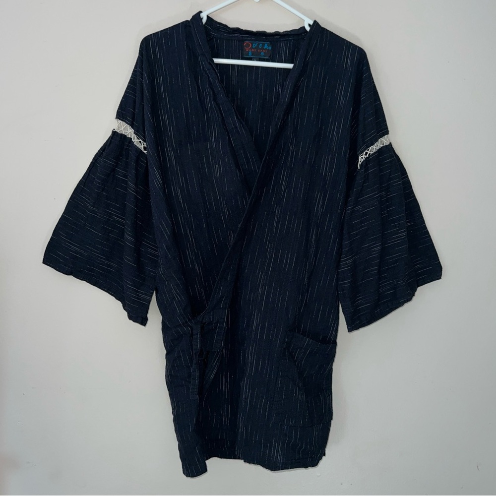 Boro shirt Japan Kimono Wrap Tie Japanese Top wabi sabi Women’s LL Measurements